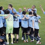 Uruguay's players celebrate after winning their Copa America final soccer match against Paraguay in Buenos Aires